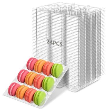 Imagem de Conjunto de 24 caixas, recipientes de sobremesa transparentes com 12 compartimentos, perfeito para S, biscoitos e presentes de festa