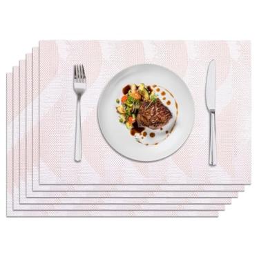 Imagem de Privalace Jogo americano de mesa de jantar, conjunto de 6 tapetes de mesa laváveis antiderrapantes resistentes ao calor, tapetes de PVC duráveis para festas de jantar ao ar livre.