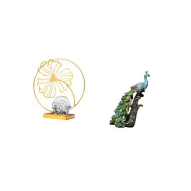 Imagem de Fenteer Estatueta de Ferro de Pavão com Folha, Escultura Animal, Ornamento Decorativo Colecionável para Estante, Escritório, Lareira, Mesa, Quarto, Sala de Es