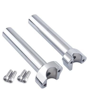 Imagem de FINMOKAL Elevadores de barra reta de 16,5 cm de altura compatíveis com Harley 2.5 cm Handlebar Dyna/Street Bob/Softail/Sportster e outros modelos (Chrome)