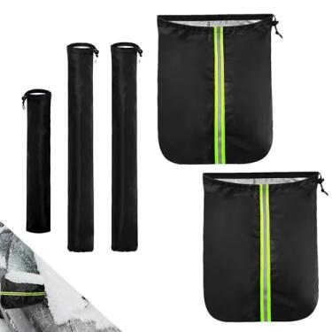 Imagem de Dogary Conjunto de 5 peças de capas de espelho lateral de carro, kits de capa de proteção à prova de arranhões e retrovisor e limpador com cordão, protege do gelo, neve, geada, chuva de orvalho, para