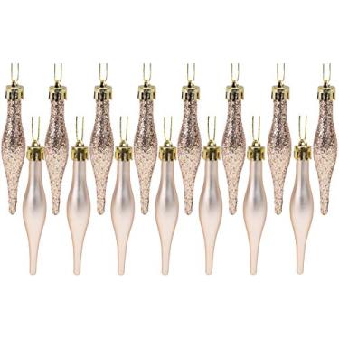 Imagem de Pacote com pingentes de 15-8,5 cm, 85 mm (3,4") - Design fosco e glitter - Enfeites de Natal (ouro champanhe)