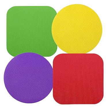 Imagem de 4 peças de almofadas de garra, almofada de borracha para abridor de jarras, porta-copos de cozinha para idosos que sofrem de mãos fracas, redondo (amarelo, roxo), quadrado (vermelho, verde)