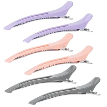 Imagem de Clipes de corte de bico de pato sem vincos de 6 peças com faixa de silicone para pentear e cortar o cabelo, cores Morandi