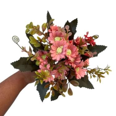 Imagem de Kit com 2 Buquês de Margaridas Artificiais com Folhagem – Arranjos Permanentes para Decoração de Casa, Casamento e Festas(Rosa-chiclete)