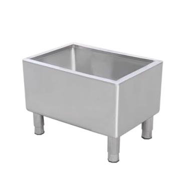 Imagem de TRGCJGH Pia de esfregão de aço inoxidável resistente, balde de esfregão de banheira utilitário comercial para garagem, cozinha, armazém (tamanho: 70 x 40 cm/27,5 x 15,7 pol, cor: prata)