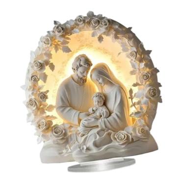 Imagem de WeiLaiKeQi Placa de mesa decorativa em acrílico com arte 2D, criativa e com suporte, ideal para lareira, escritório ou festas, Familia Sagrada