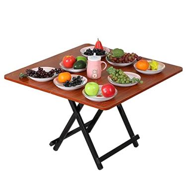 Imagem de Mesa de cartão dobrável portátil infantil mesa pequena simples para jantar, sala de estudo, cozinha, jantar (80 x 60 x 54 cm/31,4 x 23,6 x 21,5 cm, teca)