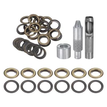 Imagem de HARFINGTON Kit de ferramentas de ilhós, 20 peças, conjunto de ilhós de cobre de 18 mm com furador oco, ferramentas de fixação de ilhós para roupas cinto de tecido de couro, bronze