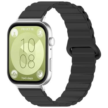 Imagem de Pulseira magnética de silicone brilhante para Huawei Watch Fit4 Pro/Fit4/Fit3 xDfind (preto)