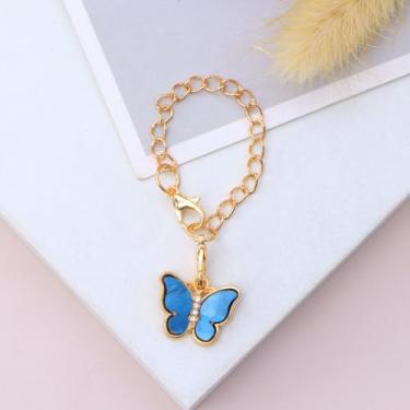 Imagem de Acessórios de pingente de borboleta para copo Stanley, pingentes de garrafa de água de corrente dourada para copo, alça de copos moderna simples (D)