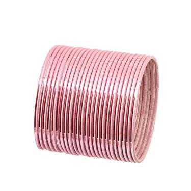 Imagem de Touchstone Coleção de pulseiras coloridas indiano Bollywood estilo moderno bonito texturizado cor preenchedor de pulso joias finas pulseiras de metal para mulheres, L - Circ 8.2 in-Indn Size 2.10-Dia