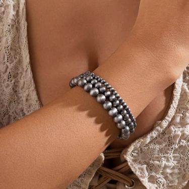 Imagem de Pulseira de pérolas feminina turquesa joias modernas ocidentais presentes de amizade para mulheres presentes de Natal joias, Medium, Latão, Sem Pedra Preciosa