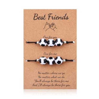 Imagem de Pulseiras de basquete futebol amizade para 2 melhores amigos basquete amantes de futebol presentes para Natal, aniversário, equipe, presente de amizade para colegas de equipe, acessórios temáticos