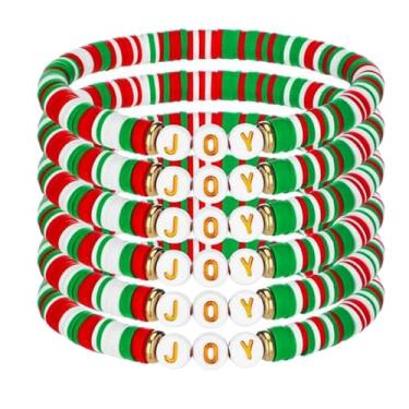 Imagem de Pulseiras de Natal empilhadas para mulheres, pulseiras da amizade a granel com flocos de neve, bonecos de neve, Papai Noel, rena, presentes de Natal para ela, acessórios festivos de joias, Medium