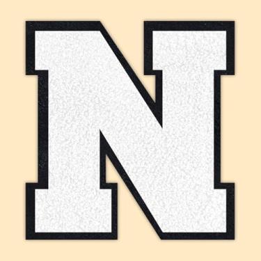 Imagem de QianSiLi Adesivos de letras universitárias de chenille branco de 11 cm, letras grandes para jaquetas Letterman, moletons com capuz, mochilas, coletes, roupas, adesivos individuais de letra N