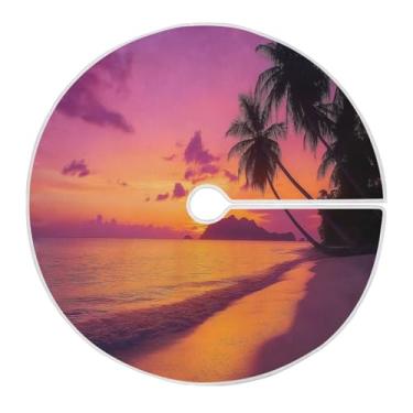 Imagem de Blueangle Saia de árvore de Natal de praia tropical de 120 cm - poliéster macio e resistente a rugas, decoração de férias para festas de Natal, árvore festiva e decoração de casa (587)