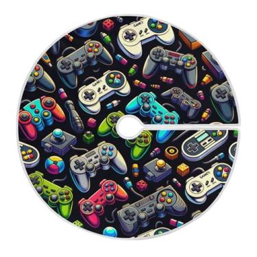 Imagem de Blueangle Saia de árvore de Natal com vários gamepads de 89,9 cm - poliéster macio e resistente a rugas, decoração de férias para festas de Natal, árvore festiva e decoração de casa (534)