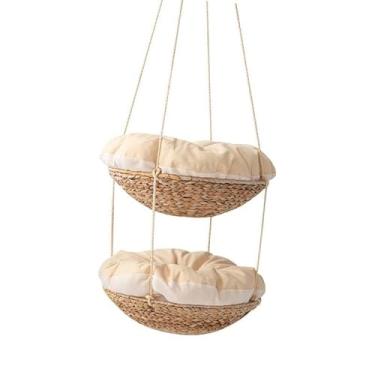 Imagem de Baoblaze Cama de rede para gatos, cesta suspensa para gatos, lavável, confortável para dormir, casa para animais de estimação, almofada para filhotes,