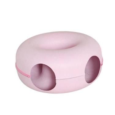 Imagem de Bothyi Cama tipo túnel para gatos, formato de rosquinha, túnel circular para animais de estimação, confortável, com zíper para centro de atividades, Rosa