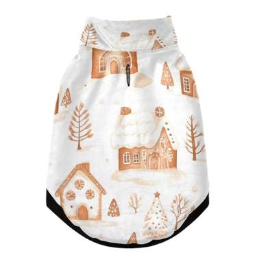 Imagem de SEHANY Casaco de Natal de gengibre para cães pequenos, super quente, à prova de vento, jaqueta de inverno, macia, aconchegante para animais de estimação, moletom para clima frio na neve com furo na