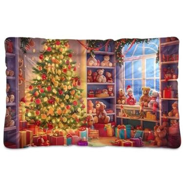 Imagem de SEHANY Cama de árvore de Natal em aquarela para cães e gatos com fundo antiderrapante, caixa de canil, colchão macio para animais de estimação, lavável para cães pequenos, médios e grandes, gatos, 61