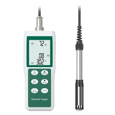 Imagem de HGTRH Testador de oxigênio dissolvido, o medidor de DO com sonda de 3,5 m HD LCD Altitude/temperatura/compensação de salinidade 0 ~ 15 mg/L Mala