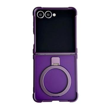 Imagem de Capa transparente fosca com suporte magnético para Samsung Galaxy Z Flip 7 6 5 4 3 (para Galaxy Z Flip 3 5G/Roxa)