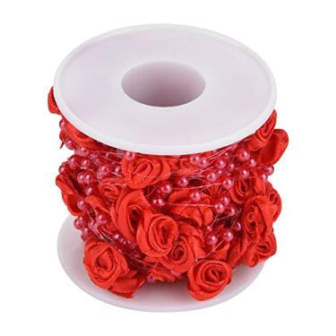Imagem de Corda de guirlanda de pérolas, fio de pérola artificial rosa, faça você mesmo, decoração de festa de casamento, imitação de pérolas abs, rolo de 10m, vermelho, branco, rosa, bege (Vermelha)