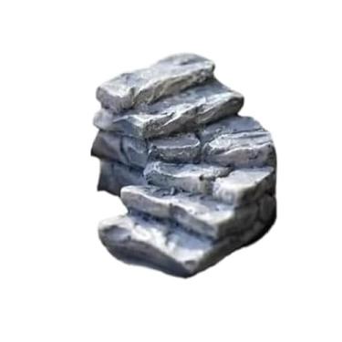 Imagem de Degraus de pedra curvados acessórios de jardim de fadas em miniatura, estatuetas de ornamento de jardim de lago, micro ornamentos de paisagem para jardins, kit de estátuas faça você mesmo