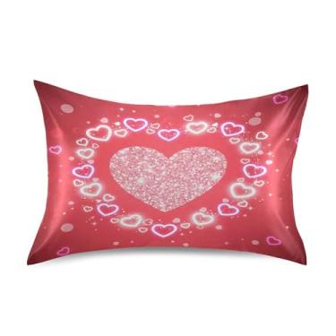 Imagem de SEHANY Capas de almofada de seda para cabelo e pele para o Dia dos Namorados, capas de almofada de cetim respiráveis macias e refrescantes com fecho de envelope, tamanho king (50,8 x 66 cm)