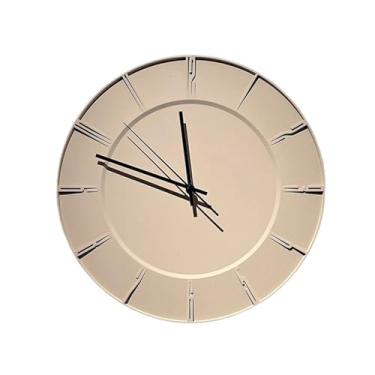 Imagem de Relógio de parede Relógio de parede moderno, minimalista, em cimento, silencioso, alimentado por bateria, com alta compatibilidade para decoração de casa(Beige)