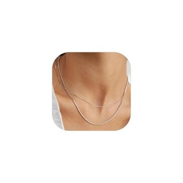 Imagem de ChainsHouse Colar de corrente de cobra de aço inoxidável para mulheres e homens, colares de corrente cubana/fígaro/caixa/corda/rolo, 40,6 cm - 76,2 cm de comprimento, prata/ouro/preto,