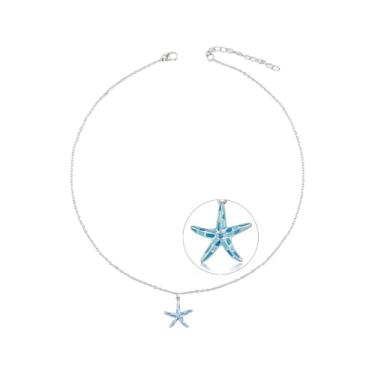 Imagem de Colar de estrela do mar com pingente de prata para mulheres, à prova d'água, pingente de estrela-do-mar, joia de praia para presente, Small, Liga de aço, Sem Pedra Preciosa