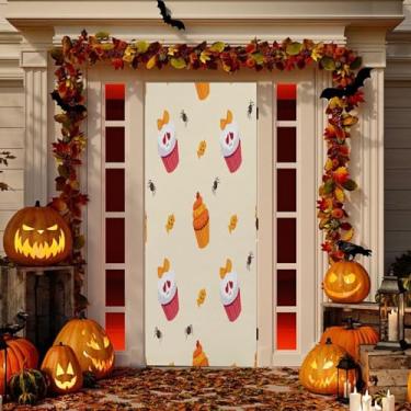 Imagem de Wassud Caveira Halloween Candy Door Cover Decoration Outdoor Indoor Banner Varanda Decoração de Casa Grande Decoração de Porta da Frente 91 x 242 cm