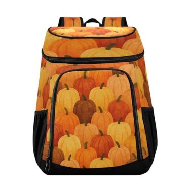 Imagem de CEBUGI Orange Pumpkins Mochila térmica impermeável à prova de vazamento, lancheira térmica para praia, pesca, acampamento, piquenique, 36 latas