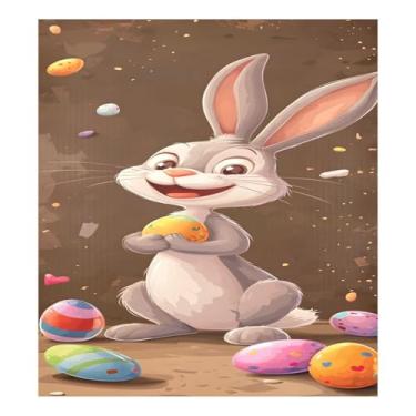 Imagem de Qilmy Capa magnética para máquina de lavar louça, ovos de páscoa e coelhos fofos, 58 x 66 cm, capa decorativa para geladeira para porta frontal, adesivo, máquina de lavar, painel de geladeira