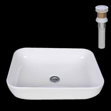 Imagem de Cuba Cerâmica Banheiro Retangular Branca Com Válvula Click