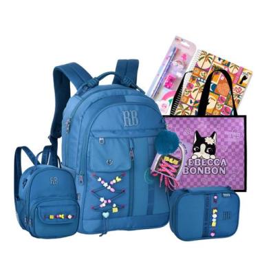 Imagem de Kit Mochila Escolar Costas Rebecca Bonbon Com Cadarço Personalizado Or