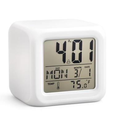 Imagem de Relógio Despertador Digital Cubo com Luz LED Multicolor Data Horário e Termômetro Integrado