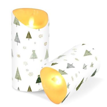Imagem de ATTX Pacote com 2 velas de árvore de Natal sem chamas – 7,6 cm x 9,9 cm de LED com controle remoto e temporizador para casa, casamento, decoração de acampamento #176