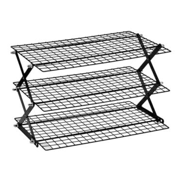 Imagem de Ｂｅｓｇａ Grelha de resfriamento para assar, suporte para alimentos, tortas, pizzas, fácil de limpar, organizador de cozinha, grelha dobrável de arame para, 3 Níveis
