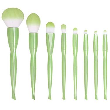 Imagem de Kit de 8 Pincéis Maquiagem Cosméticos para Base Facial Pó Sombra Olhos Blush Profissionais Uso em Casa Cabelo Sintético Cabo Longo e Suave Prático Compacto