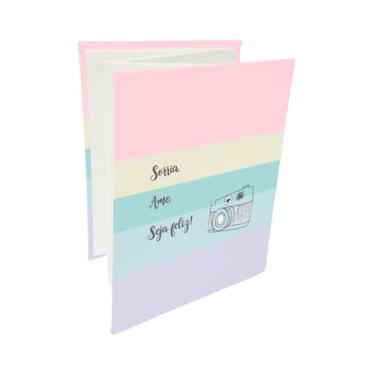 Imagem de Álbum de fotos Ical, encadernação sanfona autocolante, folhas de papel especial branco, para 6 fotos 10x15cm vertical - linha Sanfonado - modelo cores claras - sorria - 901