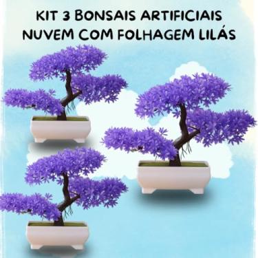 Imagem de Genérico, Kit 3 Bonsais Artificial Nuvem – Folhagem Lilás Vibrante para Decoração Estilo Sem Manutençao