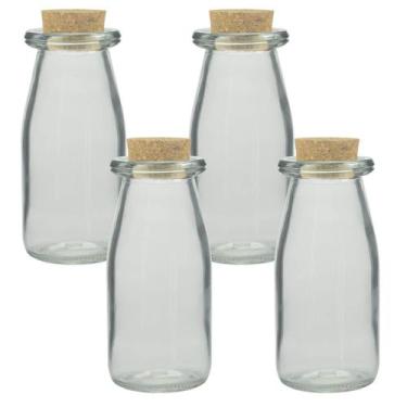 Imagem de Kit 4 Potes Porta Mantimento De Vidro Com Rolha 200Ml - Lyor