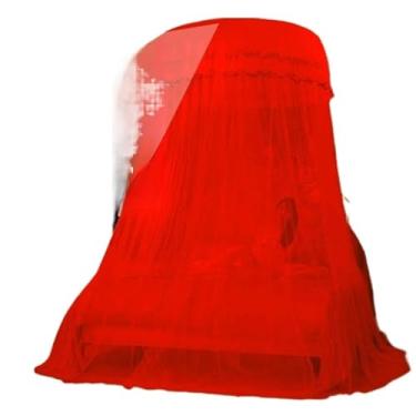 Imagem de Mosquiteiro Gigante para Cama Casal/Queen/King com Elástico, Renda, Proteção Total Contra Mosquitos(vermelho)