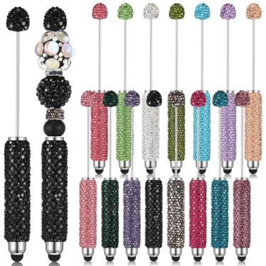 Imagem de Tondiamo 15 canetas Stylus com glitter e contas de strass para contas, kit de contas de diamante para tela sensível ao toque de borracha, caneta esferográfica divertida para artesanato faça você mesmo