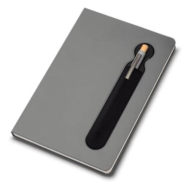 Imagem de Caderno de Anotações com Capa Dura em Poliéster, 80 Folhas Pautadas, Cor Bege, com Elástico (Caderno PU Preto)