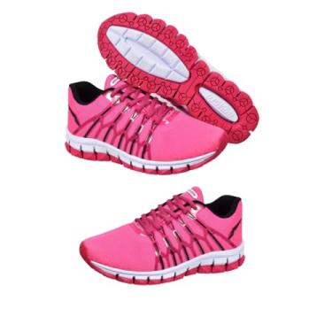Imagem de Tênis Esportivo Feminino, Preto e Rosa, Solado Flexível, Running e Caminhada mega oly (pink, BR, Adulto, Numérico, 35)